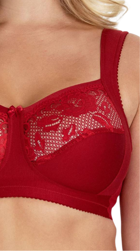 Scarlet Lace Comfort Bra – Red