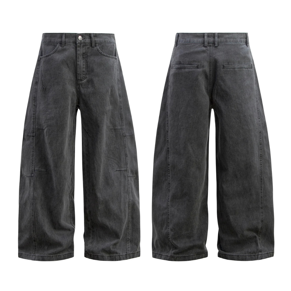 Men’s Wide-Leg Cargo Pants – Black
