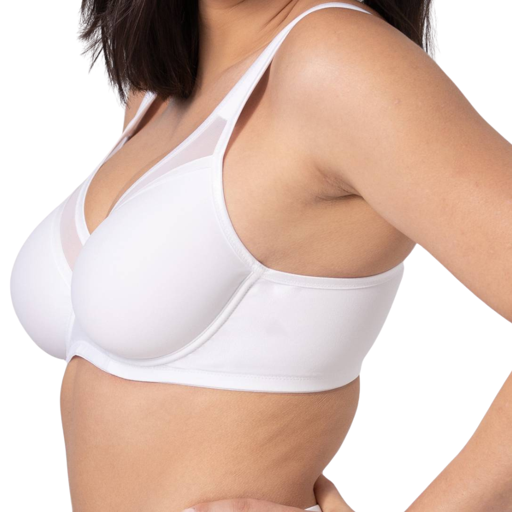 Comfort Fit Seamless Bra with Mesh Details  White